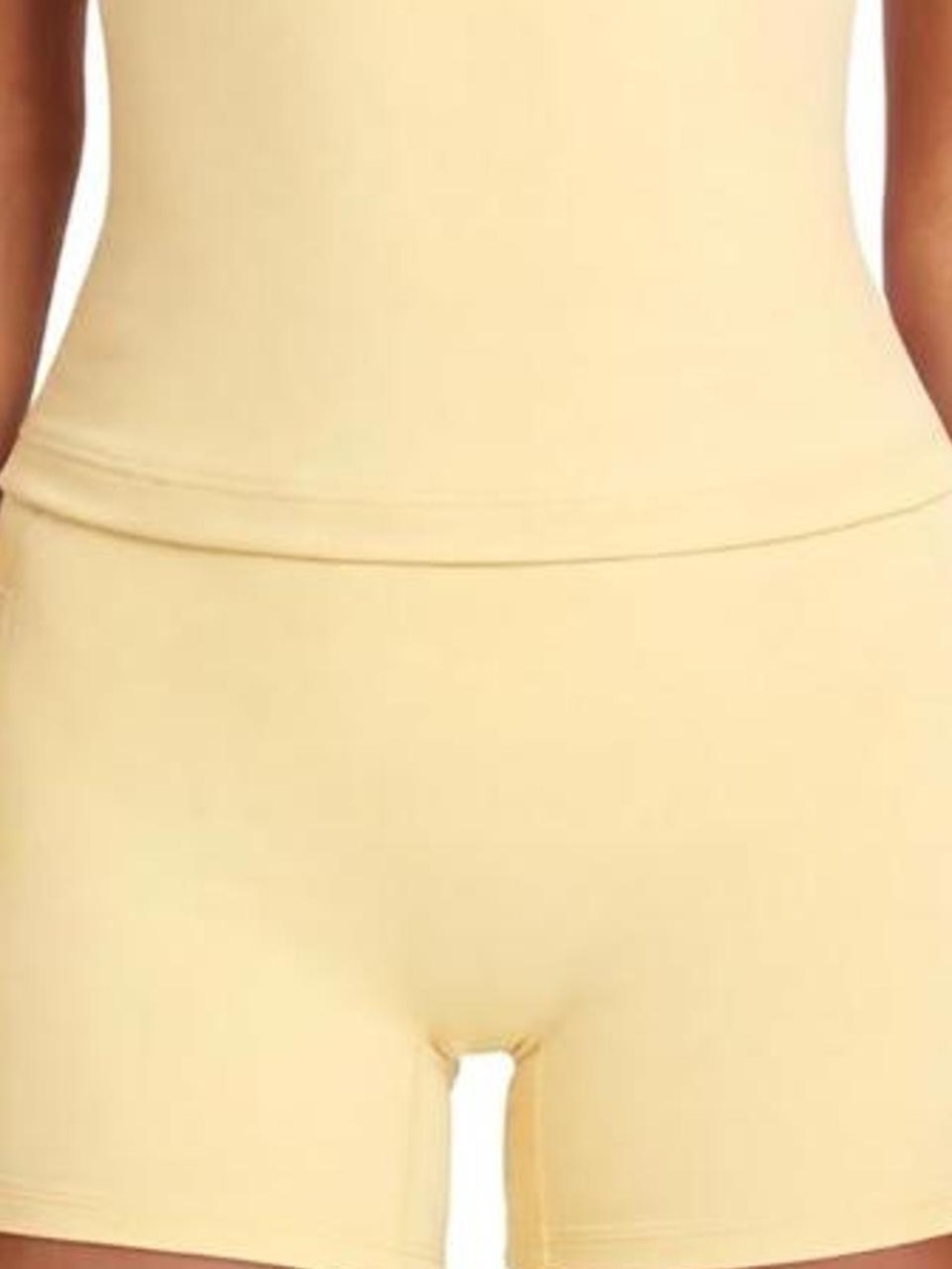 Butter yellow biker shorts with pockets